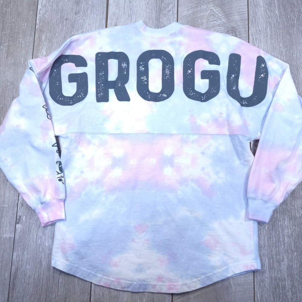 Star Wars Spirit Jersey Mens Small Blue Pink Tie Dye Grogu Disney Long Sleeve